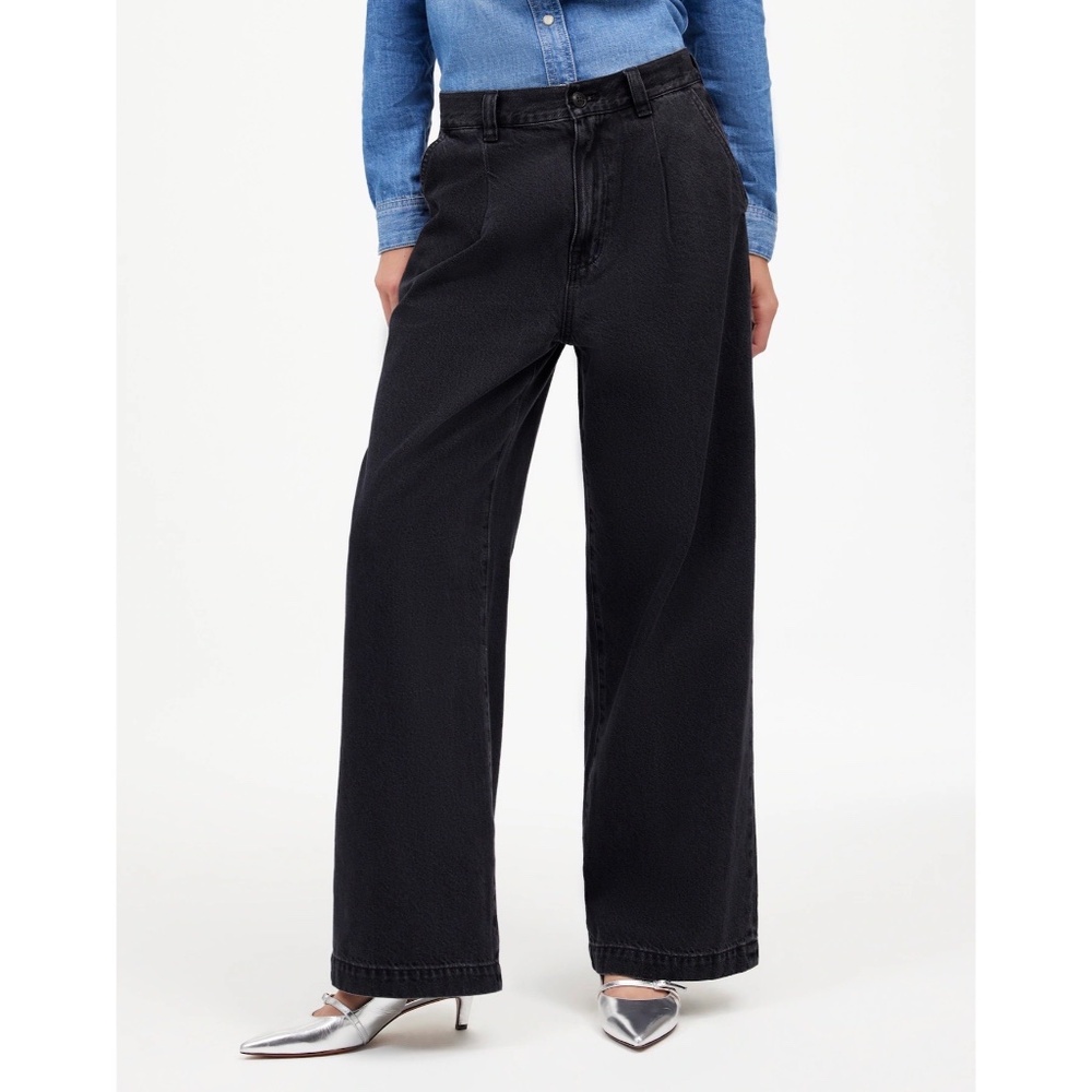 Madewell Harlow Wide Leg Jeans Black Denim Size 27 Hollenbeck wash